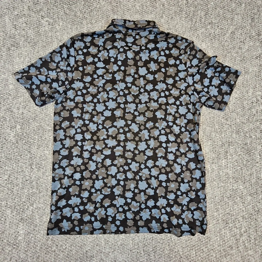 TravisMathew Mens XL Blue Floral Polo‎ Shirt Short Sleeve Golf Casual Black XL - Picture 8 of 8